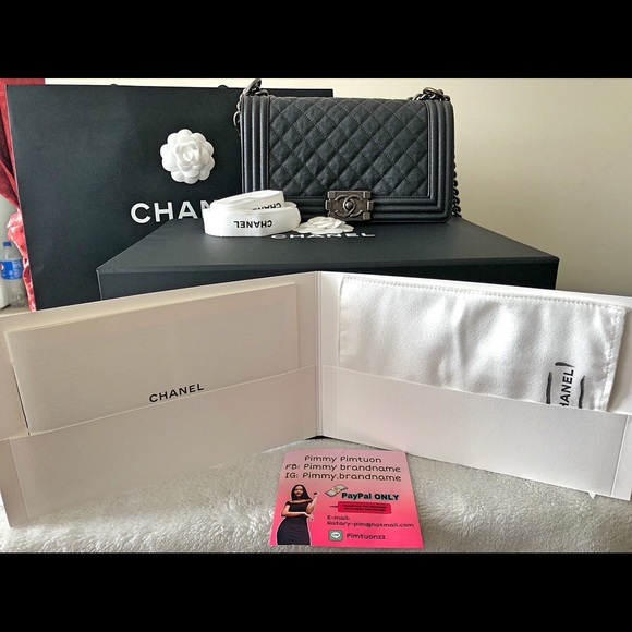 Chanel Boy Ruthenium Medium Gray Caviar Leather - Picture 2 of 8